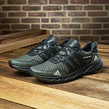 Чоловічі кросівки шкіра сітка Adidas для міста, кроси повсякденні з тканинним верхом кольору хакі на літо взуття *386-зел-сет*, фото 8