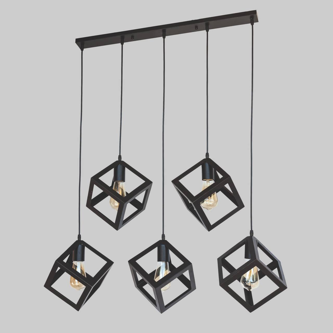 Чорна люстра з п'яти кубиків (56-PR160F-5 BK (700))