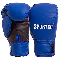 Перчатки боксерские Кожвинил на липучке SPORTKO (р-р 8-12oz, синий)