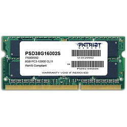 Новий Модуль пам'яті SO-DIMM 8 GB/1600 DDR3 1.5В Patriot Signature Line (PSD38G16002S)