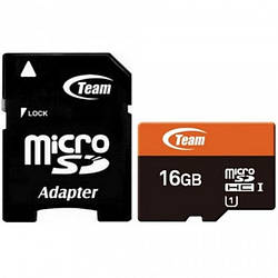 Картка пам'яті MicroSDHC 16 GB UHS-I Class 10 Team + SD-adapter (TUSDH16GUHS03)