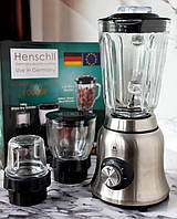 Блендер зі скляною чашею 1,5л Henschll HS-8891 3 в 1 кавомолка, подрібнювач, м'ясорубка, 1000 Вт