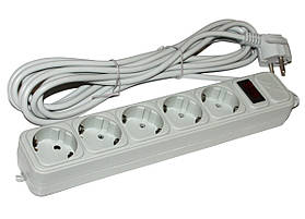 Мережевий фільтр живлення Maxxter SPM5-G-6G (black, white) 1.8 м, 5 розеток