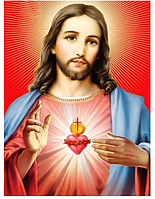 Набор алмазной вышивки икона "Святейшее Сердце Иисуса Христа" ,полная выкладка ,мозаика 5d, 30х40 см