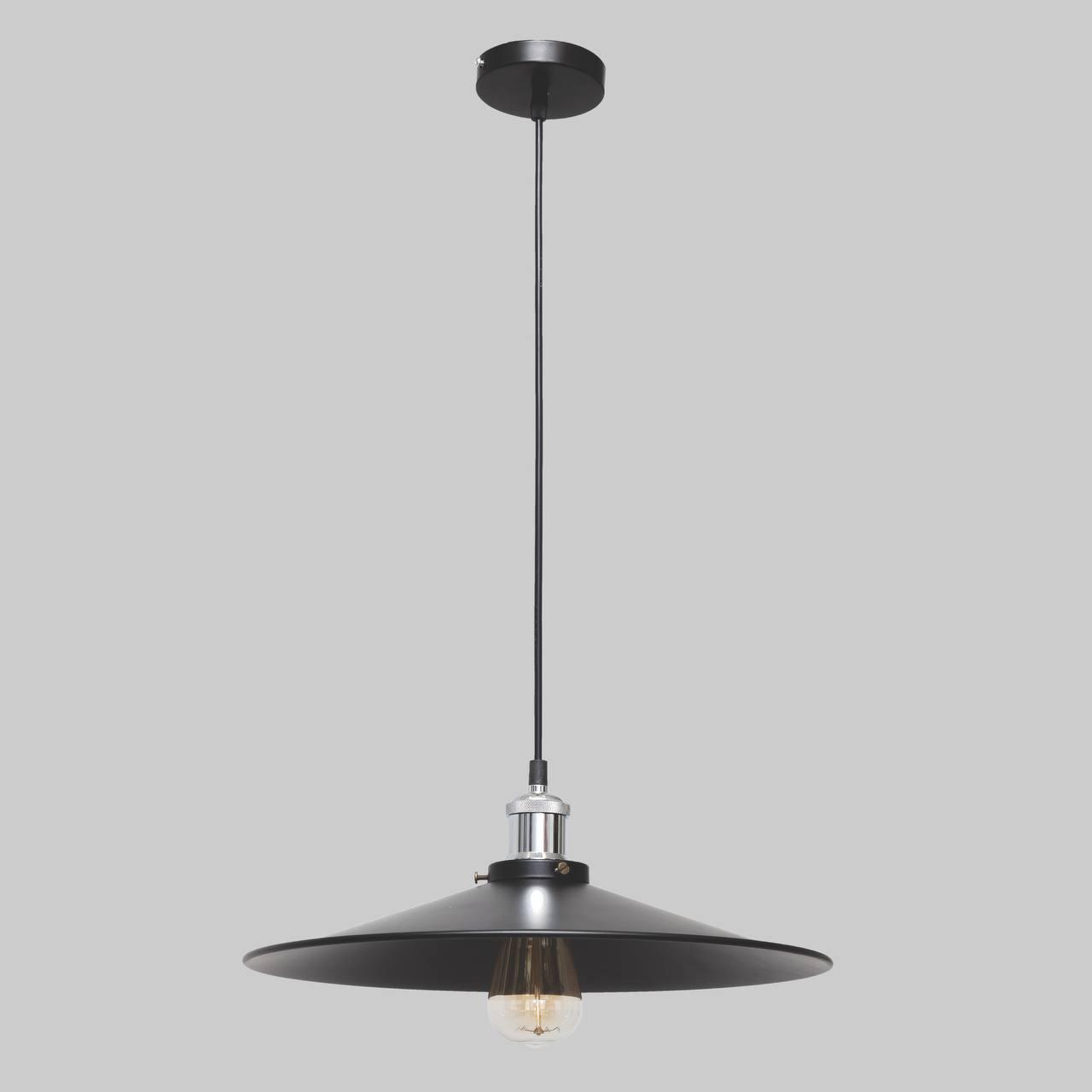 Чорний підвіс з патроном кольору хром 40см (52-PB9F1-1 BK(400))