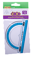 Транспортир "Zibi" 180* 100мм,з блакитною смужкою ZB.5640-14