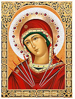 Набор алмазной вышивки Икона Богородица Семистрельная полная выкладка, ,мозаика 5d, 30х40 см