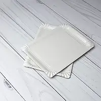 Бумажная Тарелка прямоугольная белая с жировым барером 150*220 100шт