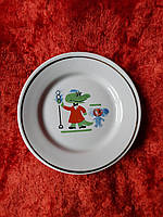 Порцелянова дитяча тарілка Крокодил Гена та Чебурашка клеймо 1978 рік Добра порцеляновий завод