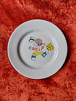 Порцелянова дитяча тарілка Заєць футболіст клеймо 1978 рік Добра порцеляновий завод Вінтаж