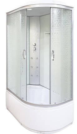 Душовий бокс KO&PO 218 222 (L) 120х80х215 см з глибоким піддоном лівий асиметричний скло матове з малюнком, фото 1