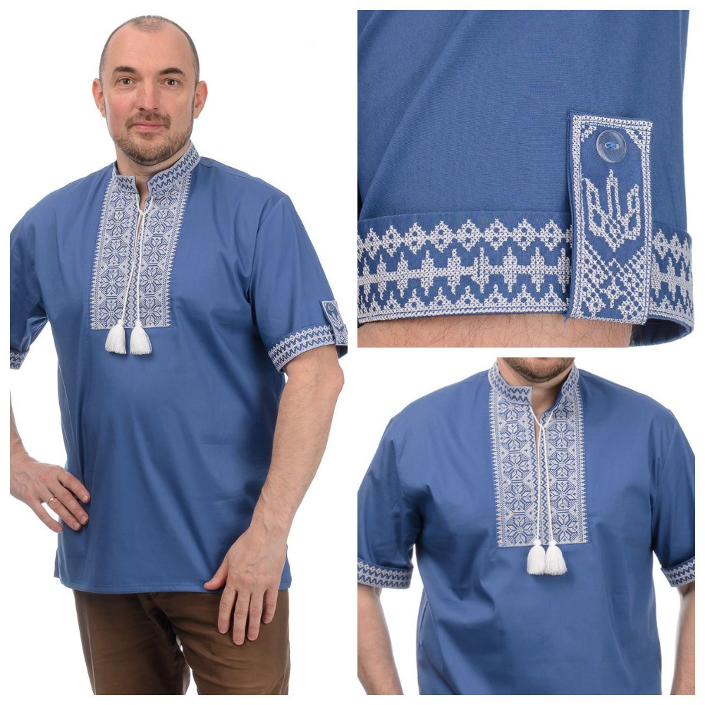 Чоловіча вишиванка з коротким рукавом, розміри 48