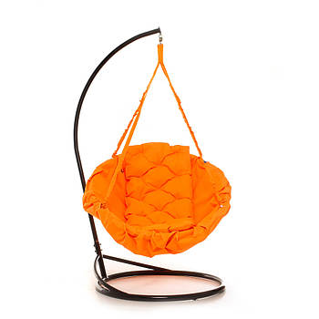 Підвісне Крісло гойдалки-гамак із підставкою Kospa Жовтогарячий (150 кг) прямокутна подушка