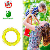 Браслет от комаров для детей и взрослых Желтый спиральный, средство от укусов комаров (браслет репелент) (GK)