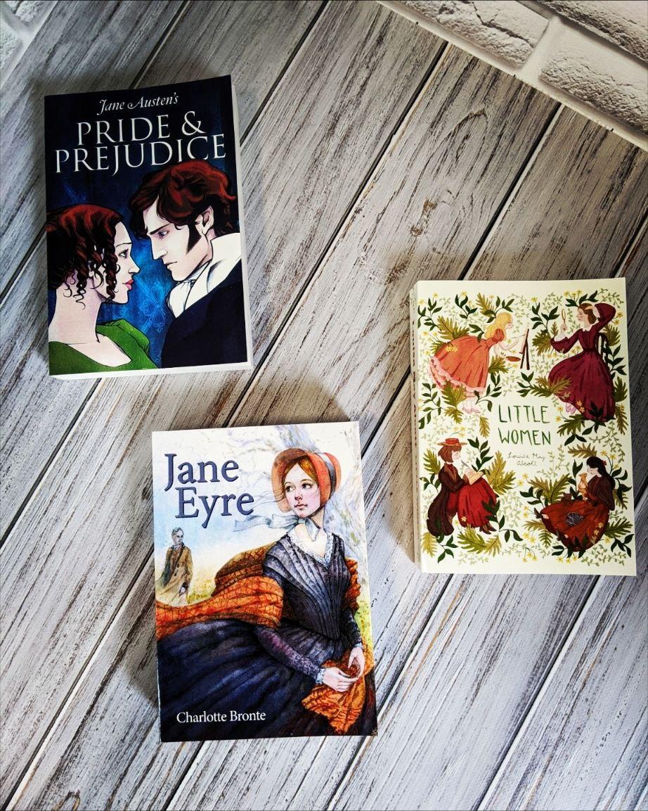 Набір книг "Little Women" (Маленькі жінки), "Pride and Prejudice","Jane Eyre" (Джен Ейр) англійською мовою