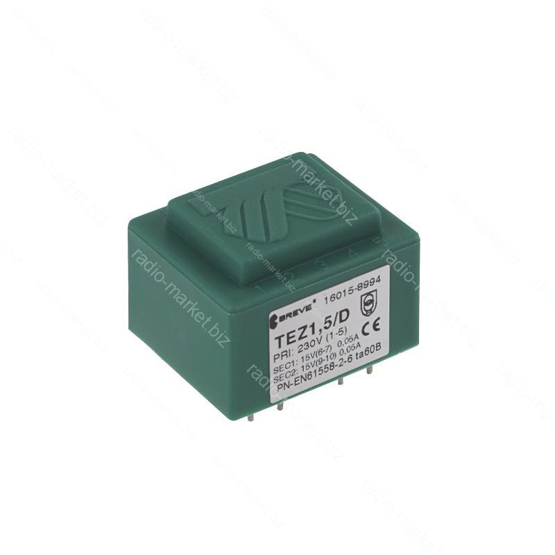 Трансформатор TEZ1,5/D (15V 0,05A + 15V 0,05A)