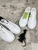 Кеди 11047 білі з чорним усередині та шнурками чорними