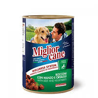 Влажный корм для собак Migliorcane с кусочками говядины и овощами 405 г