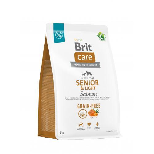 Корм для стареющих собак контроль веса Brit Care Dog Grain-free Senior & Light беззерновой с лососем 3 кг - фото 1 - id-p1892953615