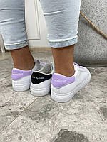 Кеди 11049 білі з чорною п'ятою