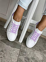 Кеди 11050 білі з бузковою п'ятою