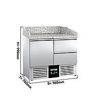 Холодильный стол с бортом PREMIUM - 0,9 x 0,7 m / 1 дверь , 2 выдвижн.секции / объем: 240 л GGM Gastro