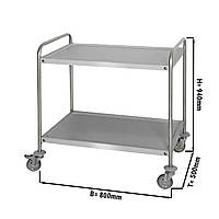 Тележка сервировочная на колесах 0,8 m - c 2 x подносом GGM Gastro