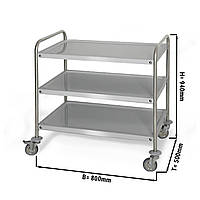 Тележка сервировочная на колесах 0,8 m - c 3 x подносом GGM Gastro