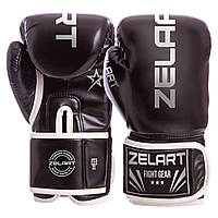 Рукавички боксерські PU на липучці Zelart (р-н 8-12oz, чорний)