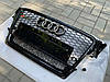 Решітка радіатора Audi A4 B8 (07-11) до рестайл у стилі RS4 (чорна + quattro), фото 6