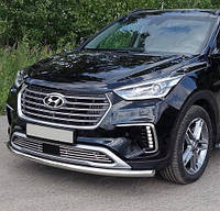 Кенгурятник одинарный ус на Hyundai Santa Fe d60 ( 2013---)защита с нержавейки на Хюндай Санта Фе