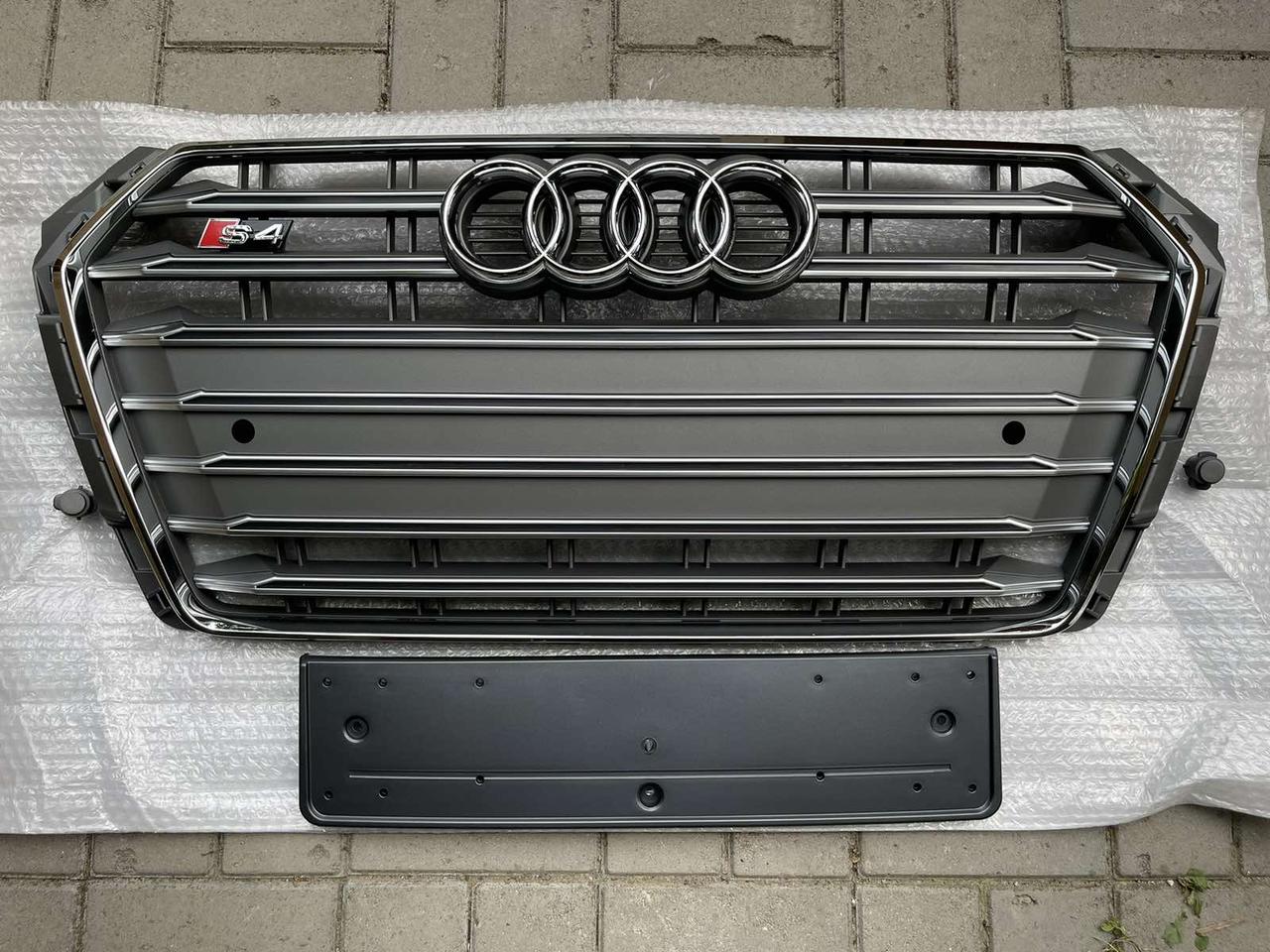 Решетка радиатора Audi A4 B9 (15-19) стиль S4 (серебро)