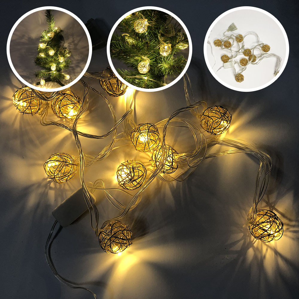 Гірлянда світлодіодна кульки 20 шт із дроту, теплий білий, провід прозорий, 2 м, фото 1