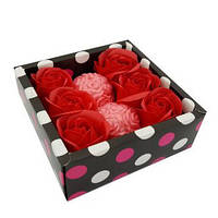 Подарункове мило-троянда. Набір 6 + 2. Квадратна упаковка. IH-990 Колір рожевий