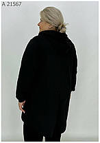 Жіночий чорний кардиган на блискавці з двонитки батал з 62 по 76 розміри, фото 3