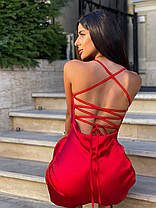 Ніжна жіноча шовкова сукня комбінація Нінель New з відкритою спиною різні кольори Smdi7736, фото 4