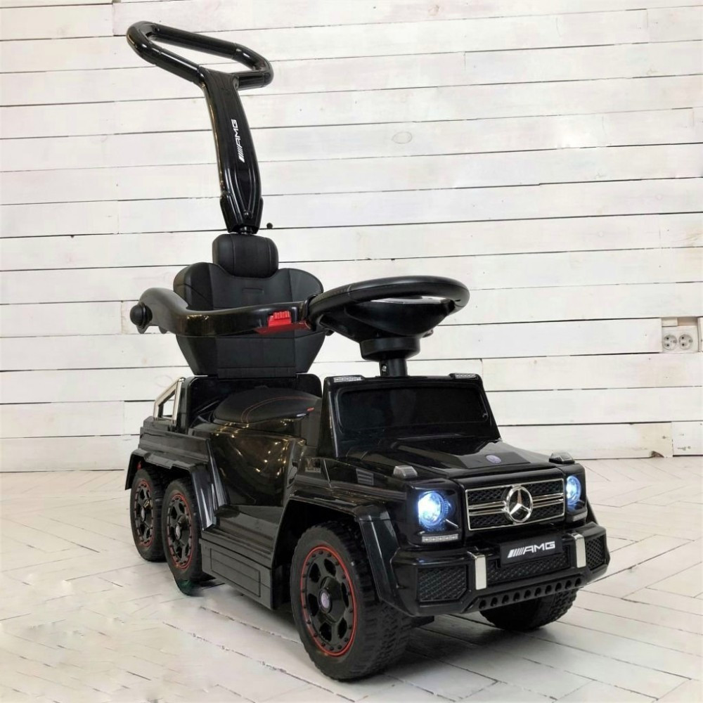 Дитячий електромобіль каталка-толокар M 3853 EL-3, Mercedes-Benz, гумові колеса, шкіряне сидіння, чорний, фото 1