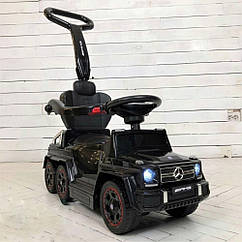 Дитячий електромобіль каталка-толокар M 3853 EL-3, Mercedes-Benz, гумові колеса, шкіряне сидіння, чорний