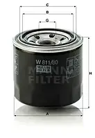 Фильтр масляный MANN-FILTER W 811/80 Kia HYUNDAI 2630035503