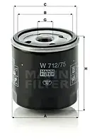 Фильтр масляный MANN-FILTER W 712/75 Lanos/Aveo 71275