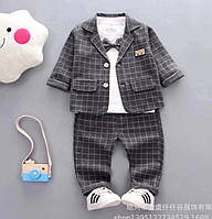 Детский нарядный костюм для мальчика, костюмчик для маленького джентельмена, цвет серый