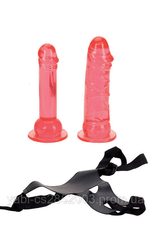 Страпон CROTCHLESS STRAP-ON 2 DONGS, HOT PINK