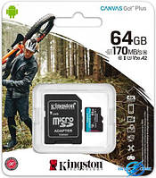 Картка пам'яті MicroSDXC 64GB UHS-I/U3 Class 10 Kingston Canvas Go! Plus