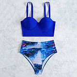 Стильний жіночий роздільний купальник із завищеною талією, пуш-ап – роздільний комплект для відпочинку, зручний і стильний фасон, фото 5