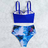 Стильний жіночий роздільний купальник із завищеною талією, пуш-ап – роздільний комплект для відпочинку, зручний і стильний фасон, фото 6