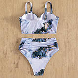 Стильний жіночий роздільний купальник із завищеною талією, пуш-ап – роздільний комплект для відпочинку, зручний і стильний фасон, фото 10