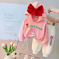 Дитячий прогулянковий костюм для дівчинки: кофта та штани, молочно-рожевий