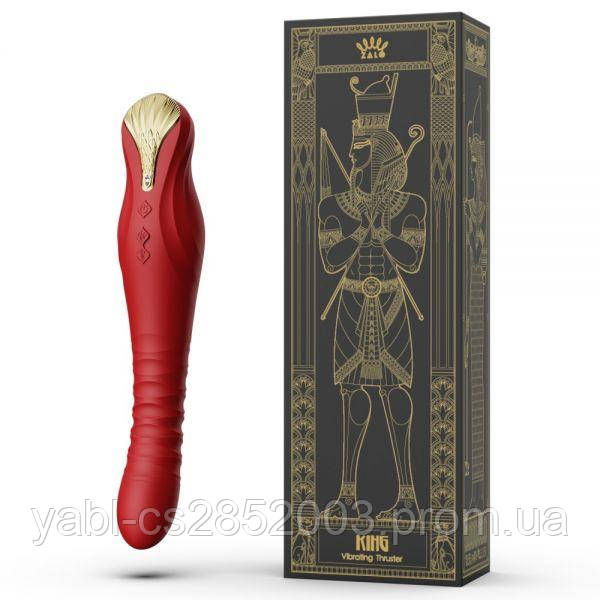 Вібромасажер із фрикцією й керуванням зі смартфона ZALO KING, Wine Red
