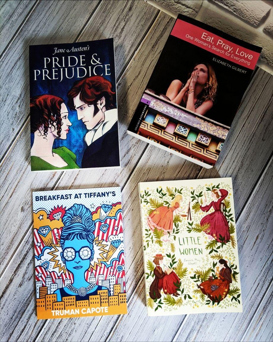 Набір книг "Eat, Pray, Love","Pride and Prejudice","Breakfast at Tiffany's","Little Women" англійською мовою