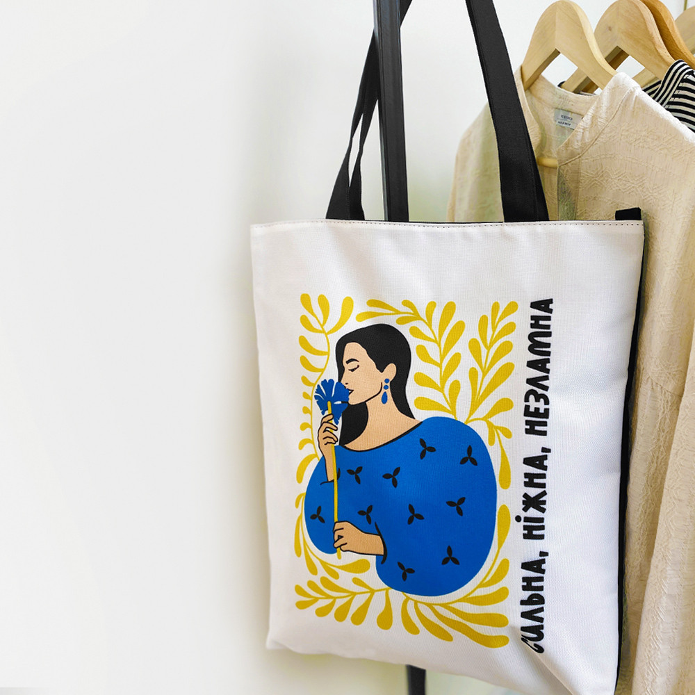 Сумка жіноча Original Сильна, ніжна, незламна 40x45 см (SV_23UKR009_BL), фото 1